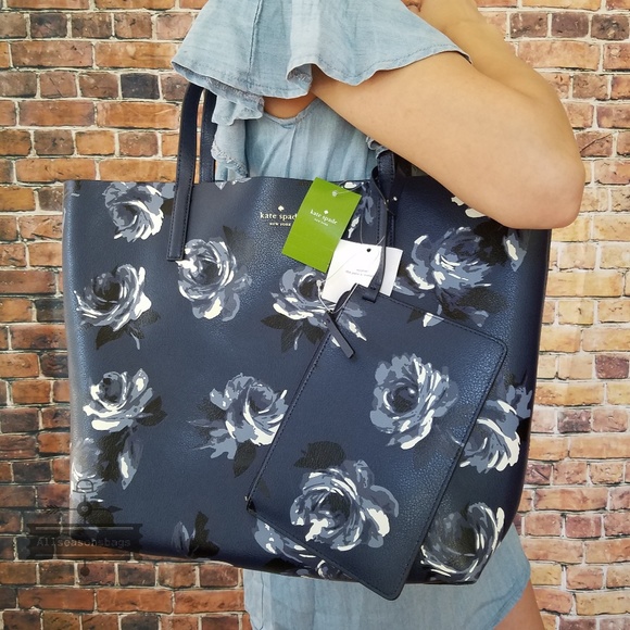 Kate spade reversible arch place navy tote pouch - Picture 5 of 6